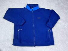 Vintage Patagonia Jacket Boys Large Blue Fleece Coat Pockets Kids USA Made