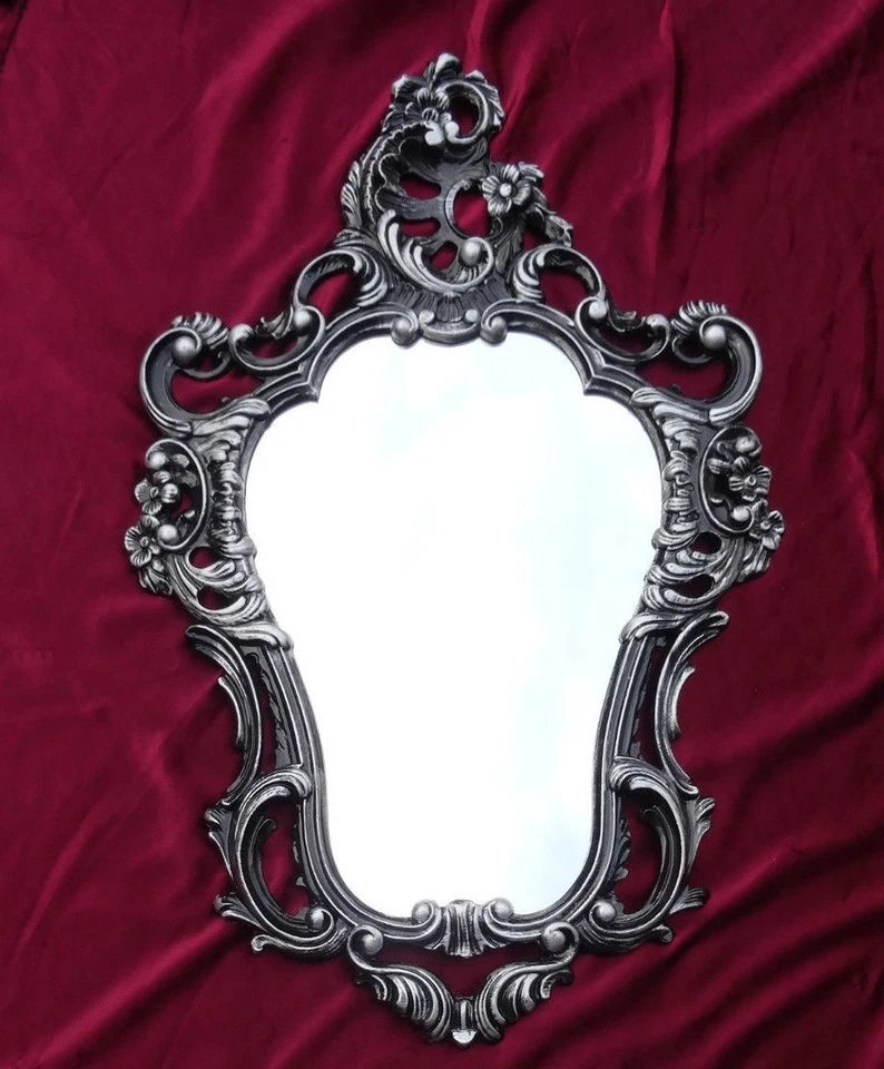 Baroque Mirror Wall Mirror Repro Antique Baroque IN Black Silver Dualcolor 50X76 - Image 3 of 4