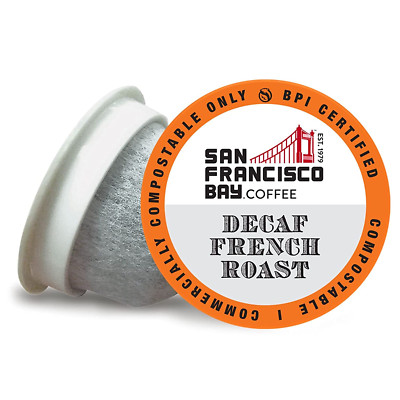 Compostable Coffee Pods - DECAF French Roast (80 Ct) K Cup Compatible Including 