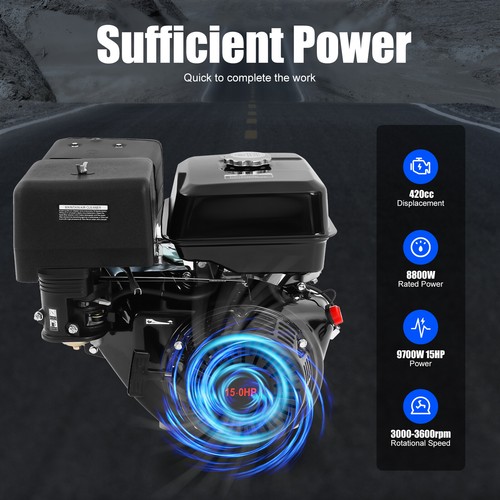 420CC 15PS 4Takt Luftgekühlt Benzinmotor Einzylinder Benzin Standmotor 3600U/Min - Bild 2 von 24
