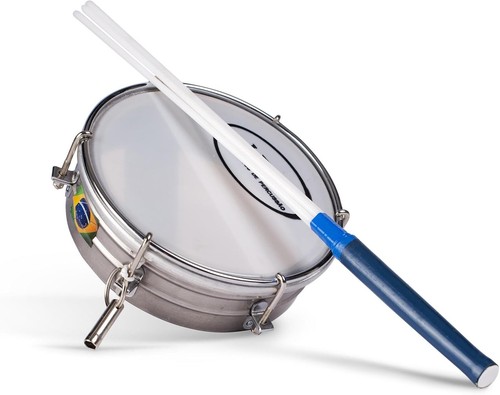 6" Chrome Drum Sticks with Beater Tamborim Samba Brazilian Musical Instrument - Picture 1 of 2
