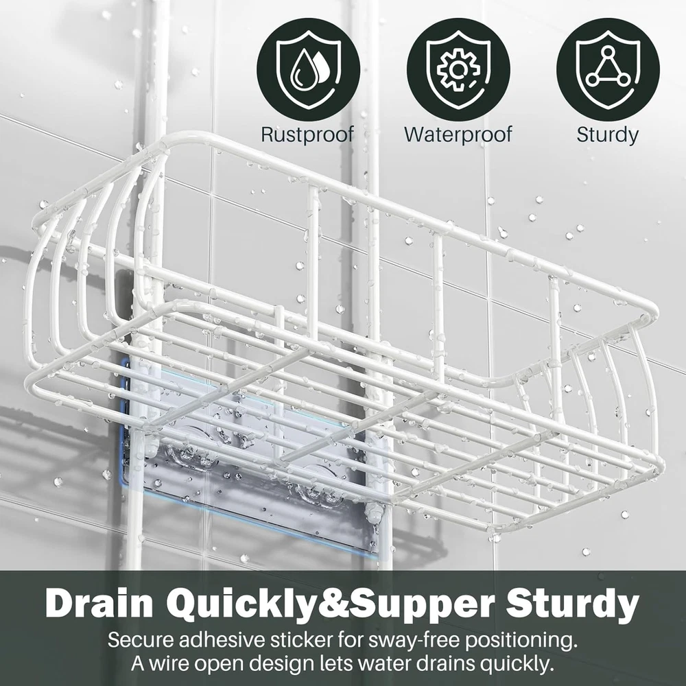 Shower Caddy Hanging Anti-Swing Over Head Shower Caddy Rustproof Hanging Mount