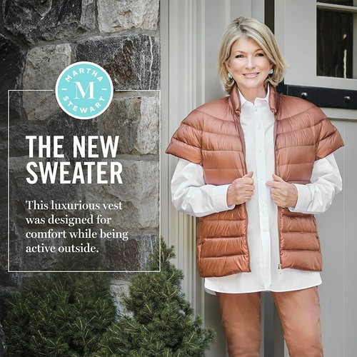 MARTHA STEWART Womens Puffy Vest - Down 