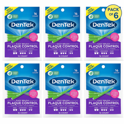 DenTek Easy Brush Plaque Control 16 Count 6 Pack Mint Tight Interdental Cleaners