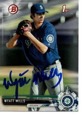 Wyatt Mills Seattle Mariners 2017 Bowman Draft Rookie Signed Card