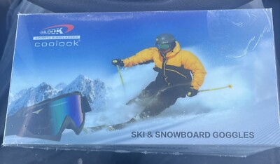 COOLOOK Black  Ski & Snowboard  Googles With Sunburst  Lens New W/ Storage Bag