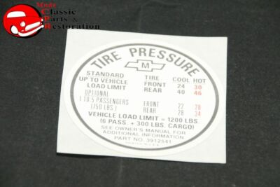 #ad 67 Nova Station Wagon Tire Pressure Decal $15.50