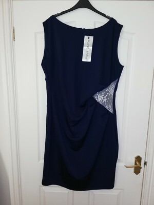 Women's Paper Dolls Navy Contract lace Fitted Dress Size Uk 22 | eBay