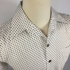 Vintage 60s 70s Polka Dot Disco Dance Mod Retro Atomic Hollywood Polyester Shirt