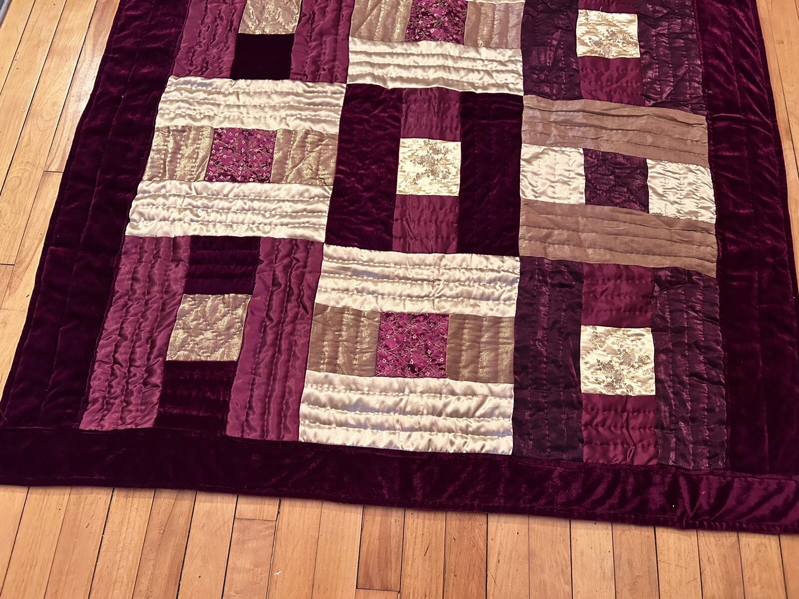 Kohl's Sonoma Life + Style Patchwork Quilt 60”x50” Burgundy Gold eBay