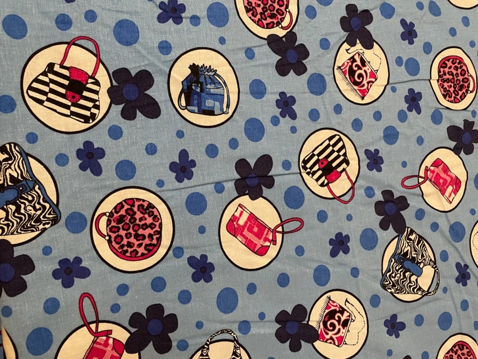 Fabric Lot Blue Mod Bags 4 Yards 20 In 54 W Blue Linen Spring Summer Clothes - Image 2 of 4