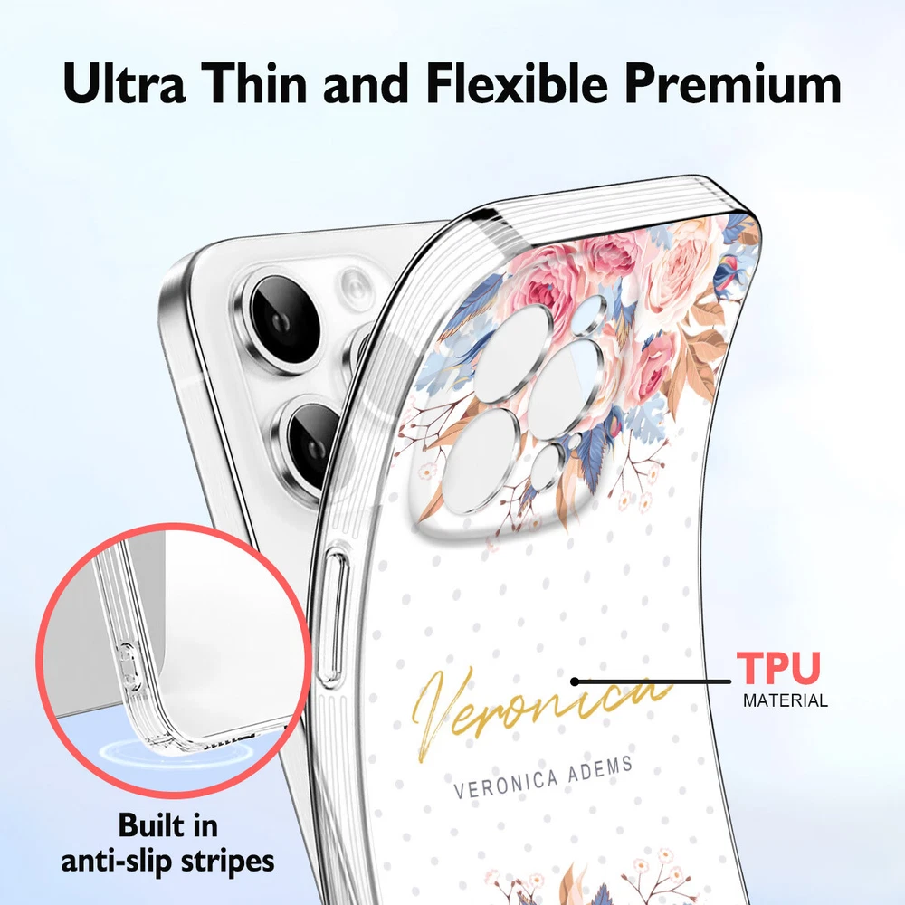 Floral TPU Phone Case for iPhone 15 16 Plus 14 13 12 11 XS Pro Max
