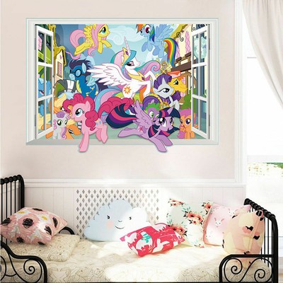 3d Window My Little Pony Wall Decals Cartoon Sticker Kids Nursery Room Decor Ebay