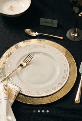 NEW The Met x Anthropologie Stoneware Dinner Plate Gold