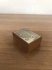 Scatola In Legno Rovere Con Coperchio Incisione Lastra In Argento 925 PELLEGRINI