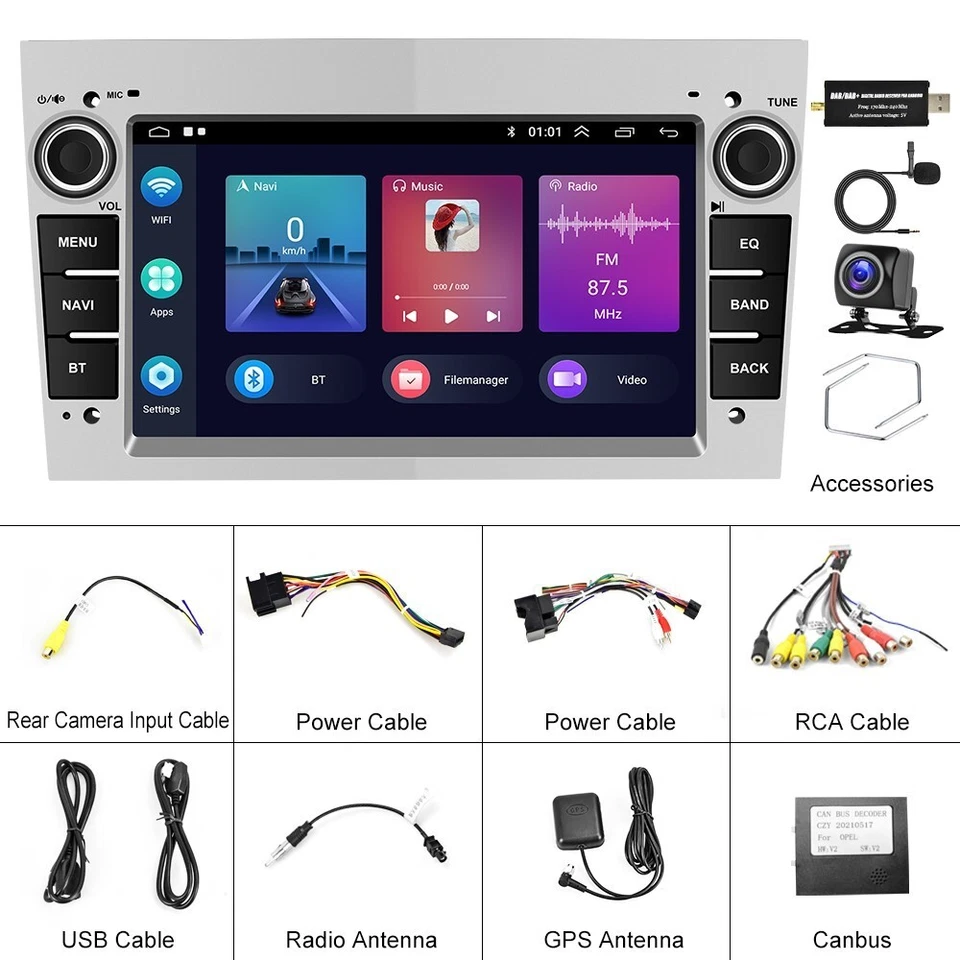 DAB+ Android Autoradio CarPlay GPS Navi Für Opel Astra H Corsa Zafira mit Kamera - Bild 3 von 4