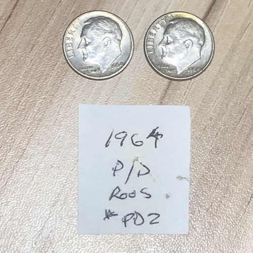 1964 Proof Roosevelt Dime 90% Silver Lot 2 Count RARE - 第 1/3 張圖片