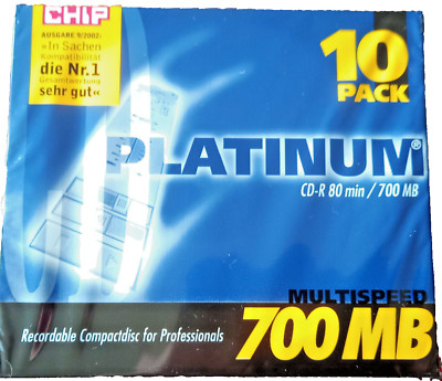 10x Platinum CD-R 700 MB CD-Rohlinge 80 Minuten Aufnahmezeit Slimcase + Neu +