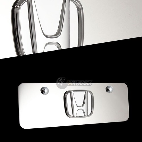 3D Chrome Stainless Steel Mini License Plate Frame With HONDA Emblem – Front Mount, Mirror Finish – 12" X 4"