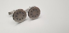 Vintage Manschettenkn&ouml;pfe in Silberfarbe, Graviert - Herren Hochzeit