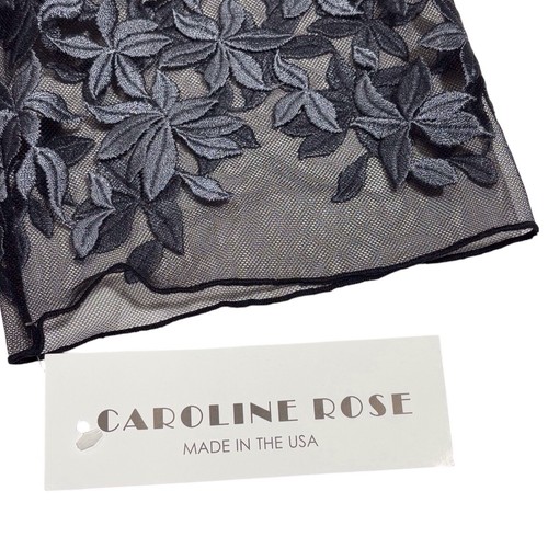 Caroline Rose Tunic Top Womens 1X Black Gray Floral Notes Embroidered Layered - Picture 6 of 12