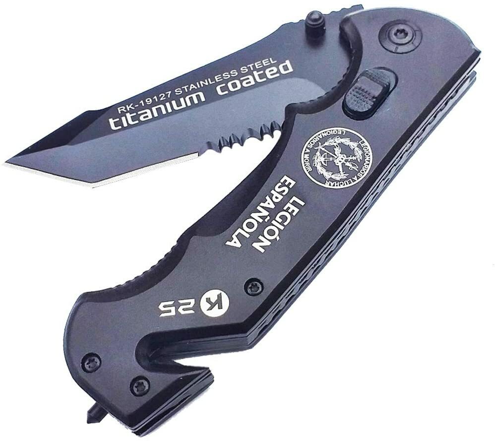 Navaja Tactica K25 Emblema LA LEGION Acero Inox 9 cm Titanium.Knive Coltello