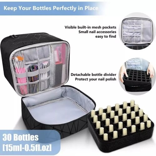 Doppelschichtiger Nagellack-Organizer,Aufbewahrungstasche,Nagellack-Tragetasch . - Bild 11 von 24