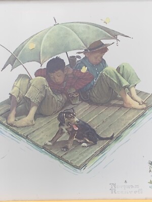 vintage NORMAN ROCKWELL Fisherman's Paradise Tom Sawyer Huck Finn