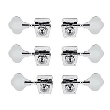 3R3L Silver Vintage Open Bass Tuning Pegs Tuners Machine Heads for 6 String Bass