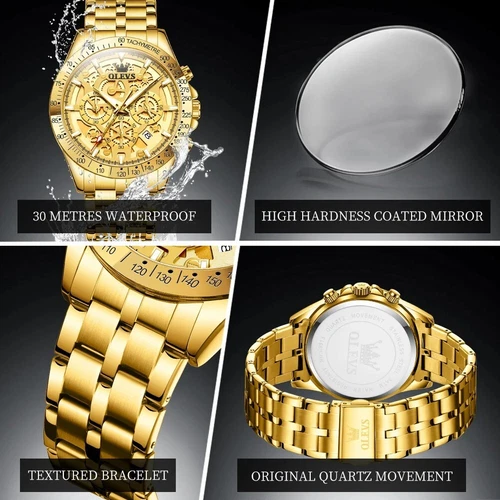 Waterproof Quartz Luminous OLEVS Business Luxury Men Watch Date Strap Gold Watch - Bild 3 von 25