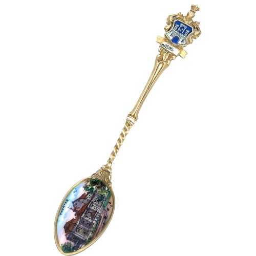 Cuillère ancienne émaillée -  souvenir de Monaco  - métal argenté