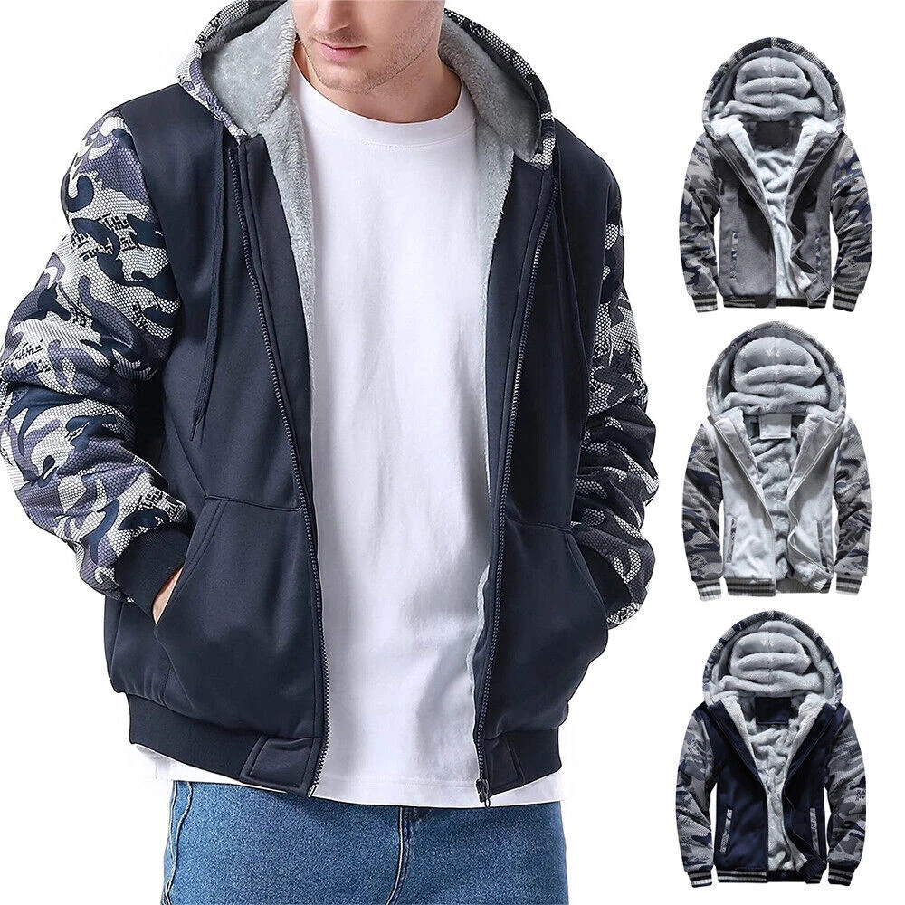 Mens hoodie with outlet fur inside