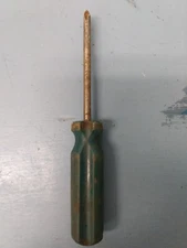unbranded green handle phillips screwdriver. (LL)