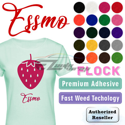 Essmo  Flock Heat Transfer Vinyl HTV T-Shirt 10'' Iron On Heat Press Fit Circut