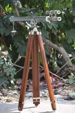 Telescope With Wooden Tripod Nautical Silver 39" Floor Standing Harbor Master