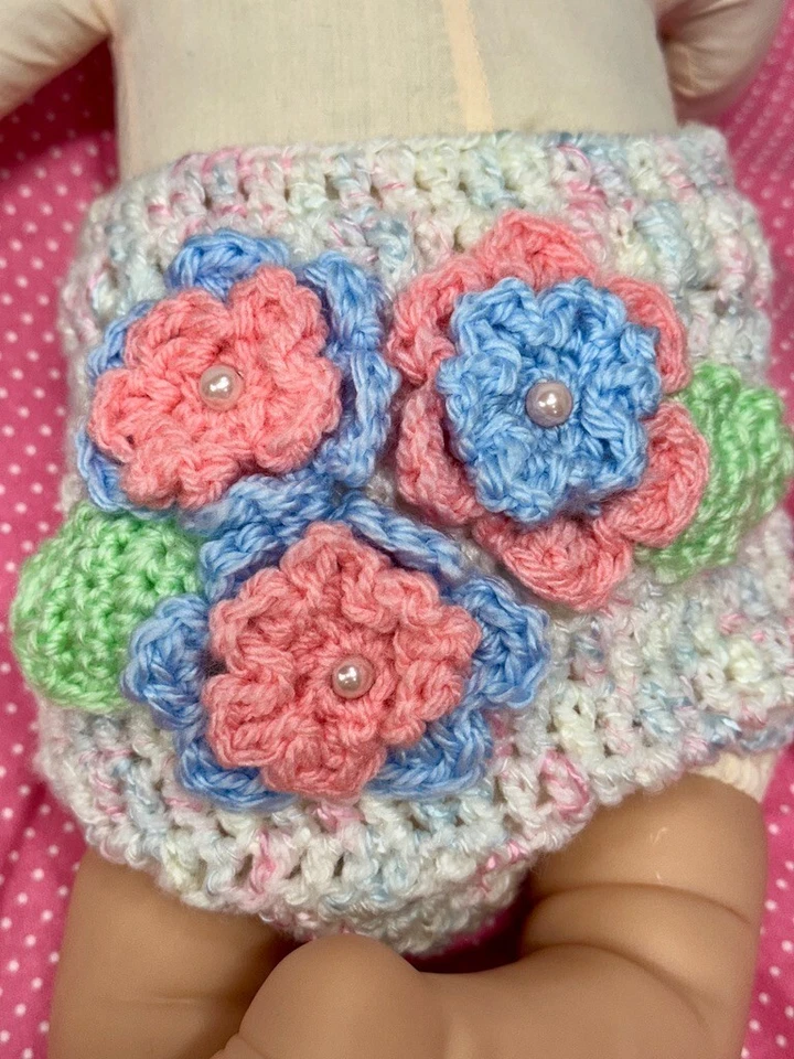 Conjunto de capa e faixa para fraldas de bebê, crochê, rosa/azul/verde, 0-3 mos, foto NOVO - Imagem 4 de 4