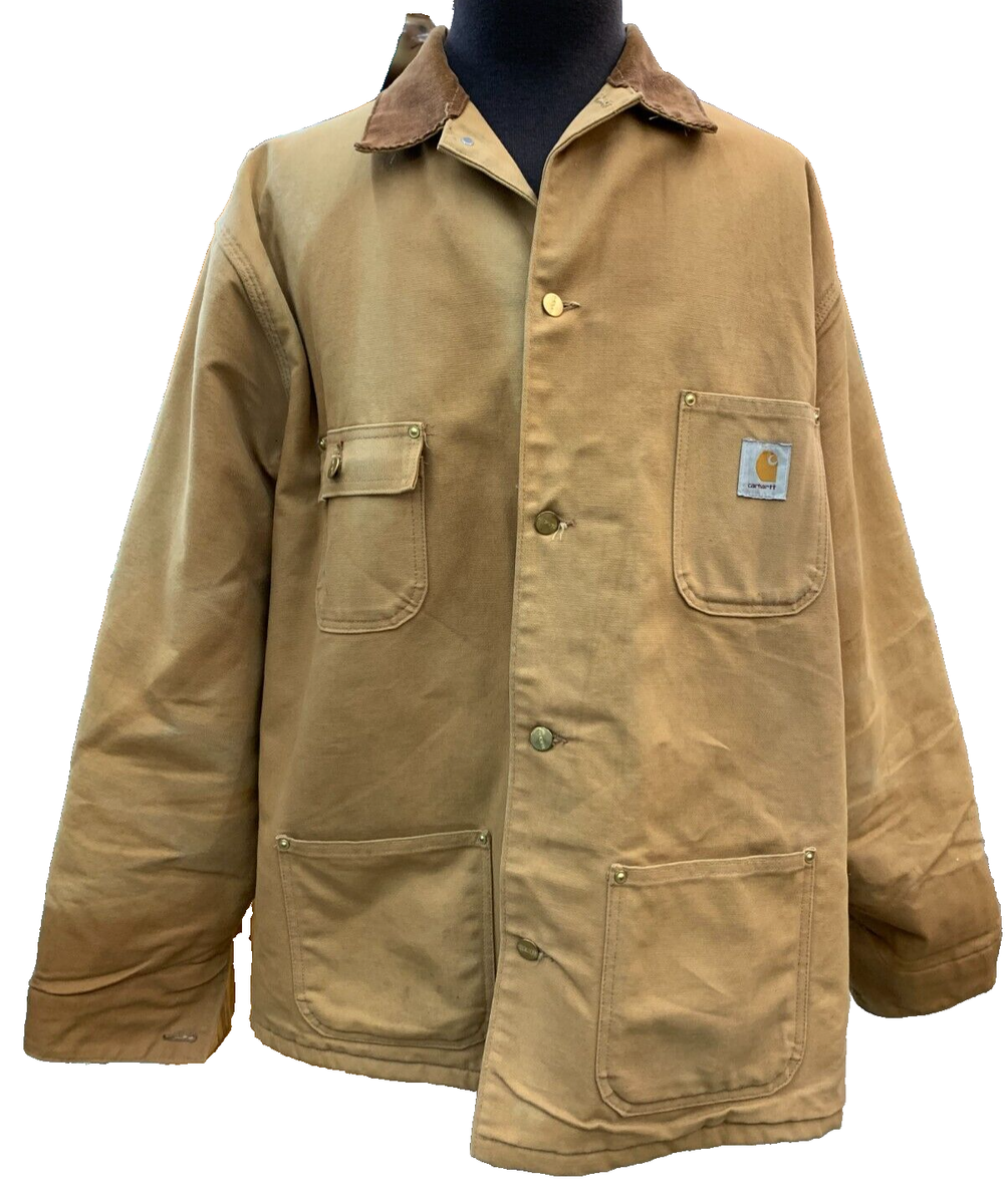 CARHARTT 100 Year Chore Coat Blanket Lined Button Canvas USA Union