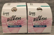 2x Leggs Silken Mist Pantyhose Sheer Leg Panty - Med Support Leg - B (Med) NUDE
