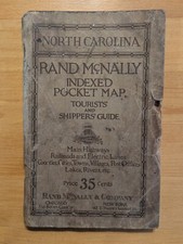 Rand McNally Tourists' Guide North Carolina Indexed Pocket Map c1920's Not a Map