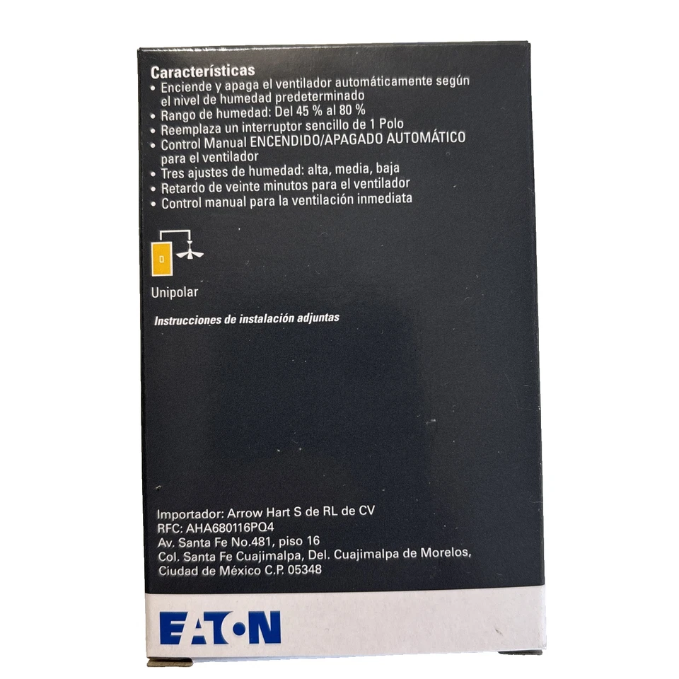 Eaton HDFS3P1 Humidity Sensor and Fan Control HDFS3P1-W-L White Single pole 120V - Image 4 of 4