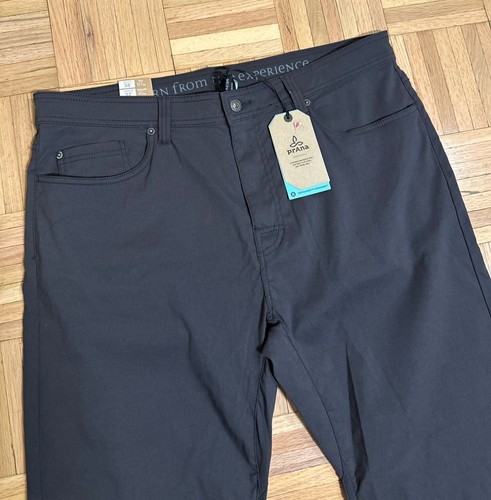 New PrAna Brion Pants Mens 38x32 Hiking Gray Nylon Stretch Outdoors Climbing