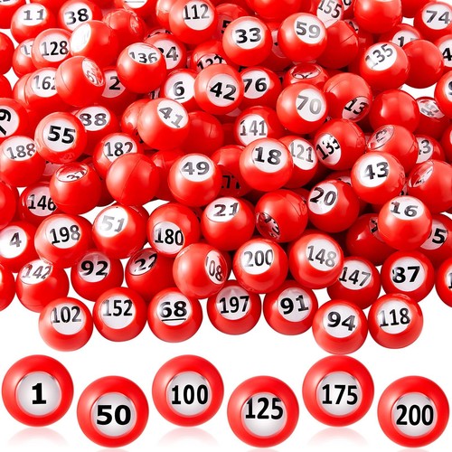 200 Pcs Bingo Balls: 1-200, Mini, Plastic, Lottery, Large, Numbered, Game Night