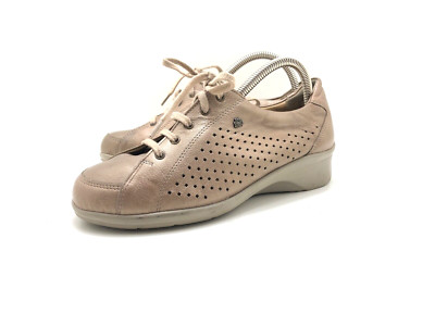 Finn Comfort Damen Halbschuh Schnürschuh Comfortschuh Gold Gr. 38 (UK 5)