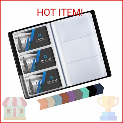 MaxGear Business Card Organizer Book, Holds 240 Cards, Portable PU Leather Busin