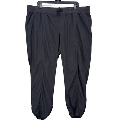 Torrid Cropped Jogger Womens 2 2X Linen Blend Black