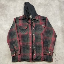 Dickies Jacket Men's Large Vintage Quilted Fleece Checkered Western Coat, Red