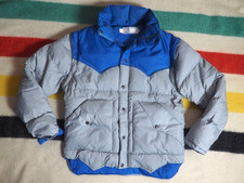 VTG 70s 80s Ski Daddle Gray Blue Western Down Snap Zip Lodge Puffer Jacket Men M