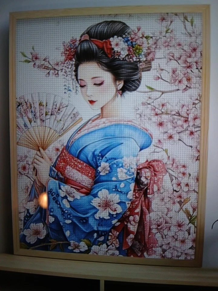 Geisha Punto de Cruz Estampada Dama 11ct 40x30 Cm 23 Colores Kit de Herramientas Bolsa de Proyecto Foto 3 de 4