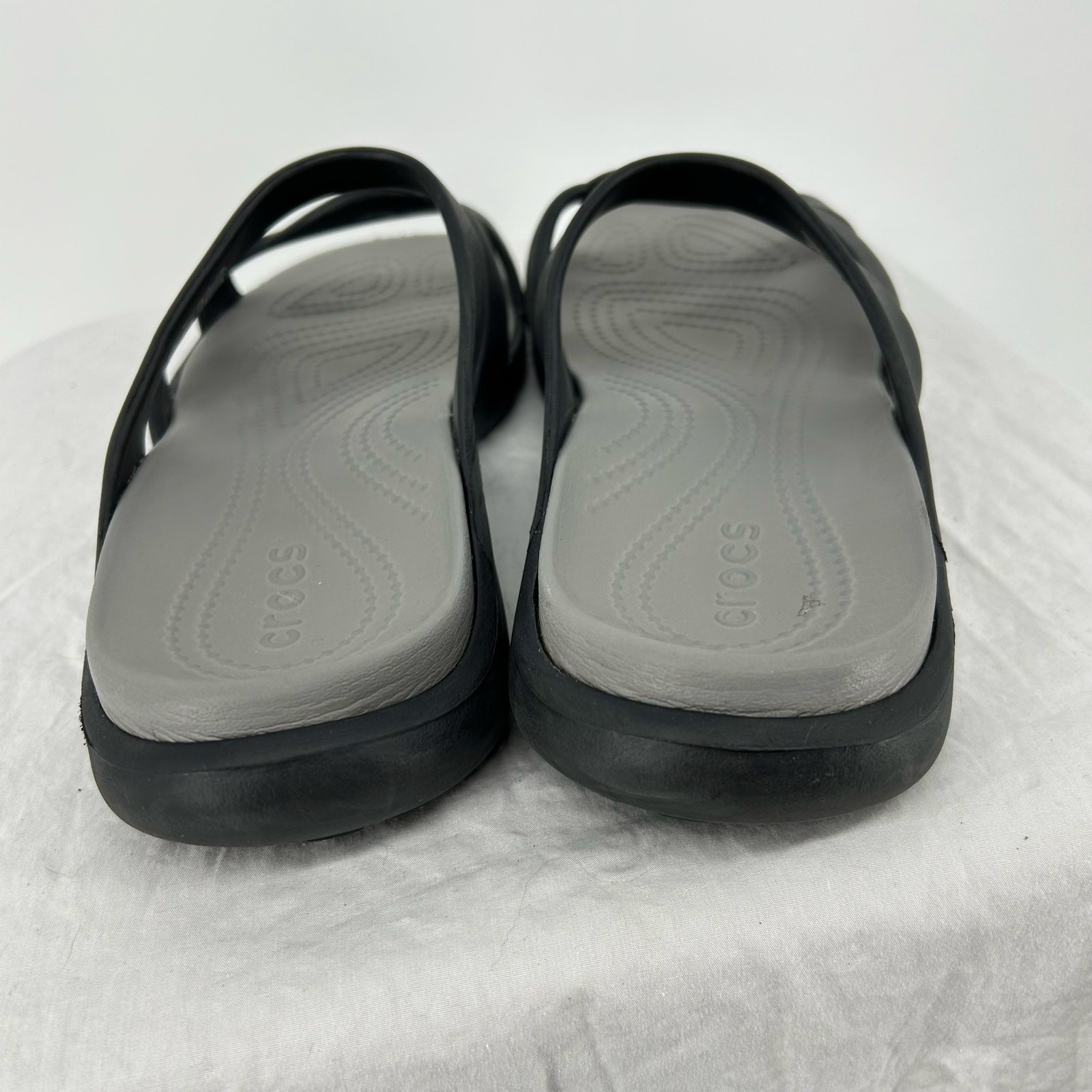 Women's Black Strappy CROCS Meleen Twist Waterproof Slip On Sandal Slides Sz 10M image 6