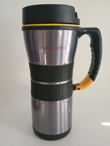 Starbucks Gray Stainless Steel Extreme Travel Mug Tumbler 16 Oz Handle Clip